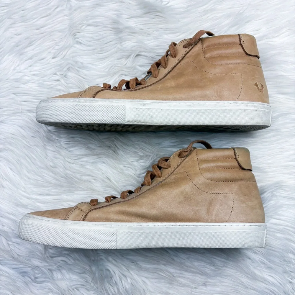 True Religion Hex V1 High Top Leather Sneakers Shoes Tan Brown Mens Size 13